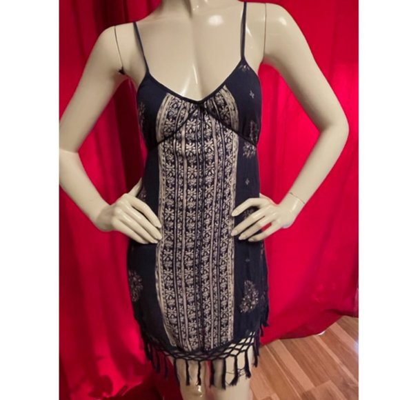Band of Gypsies Sleeveless Scoop Neck Fringe Hem Dress Size XS - Picture 4 of 10